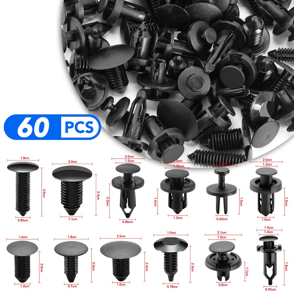 60pcs Car Panel Retainer Fastener Mixed Clips Accessories for Jeep Ranegade Patriot Wrangler JK Grand Cherokee XJ Compass