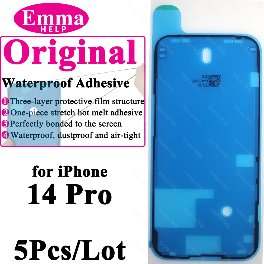 5 uds pegatina impermeable para iPhone 13 12 11 Pro Max 14Plus 3M adhesivo marco de pantalla LCD sello reparación adhesivo accesorios para iphone: Azul oscuro