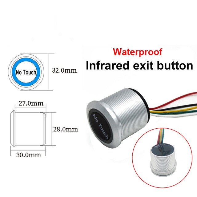 Waterdichte Contactloze No Touch Sensor Exit Schakelaar Inductie Type Release Exit Schakelaar Toegangscontrole DC12V/24V Met led: EI01A-waterproof