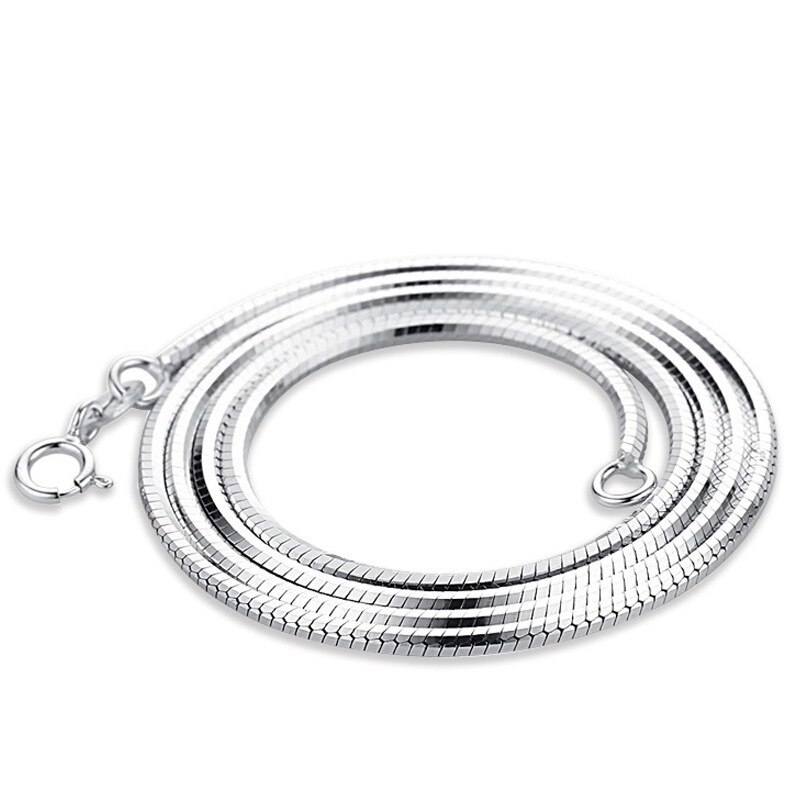 2MM 100% Echtem 925 Sterling Silber Farbe Halskette Kette Für Frauen Männer 45cm/50cm/60cm Schlange Knochen Schlüsselbein Kette Halskette