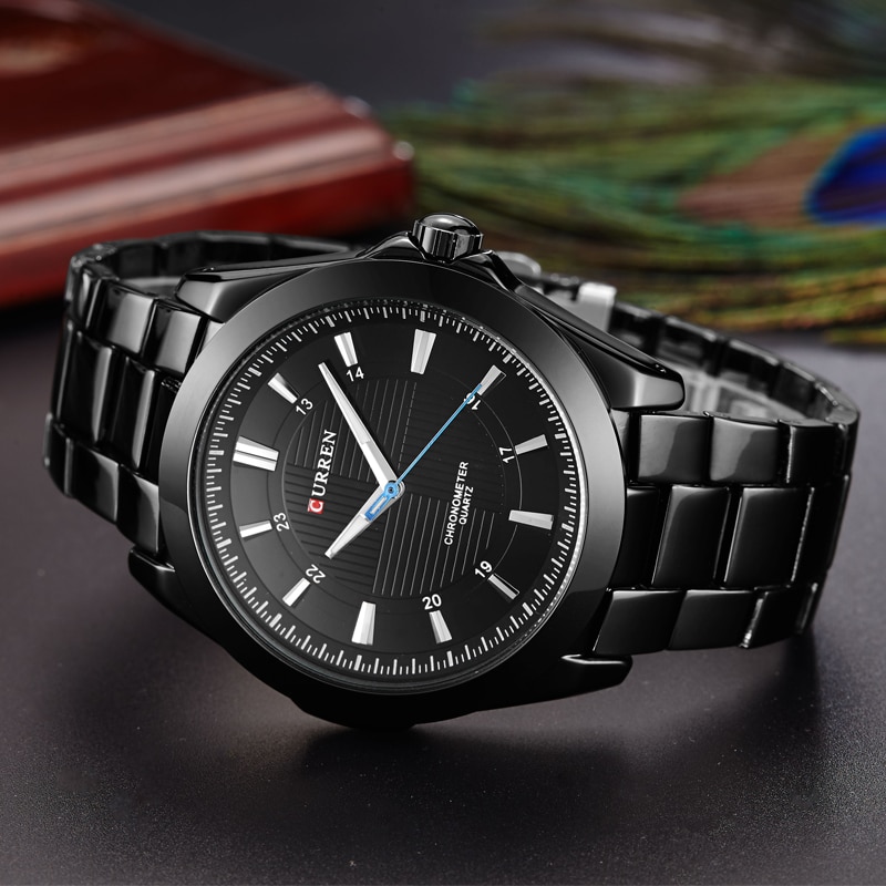Curren wijzerplaat horloges klassieke zakelijke volledige stalen band polshorloge waterdicht quartz herenhorloge relogio masculino