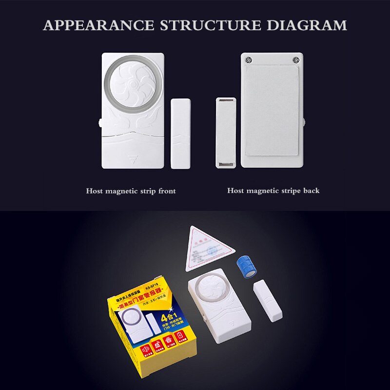 Burglar Alarm Door Window Alarm 110DB Magnetic Burglar Alarm Wireless Alarms For Home Office Shop White Magnetic Apartments DIY