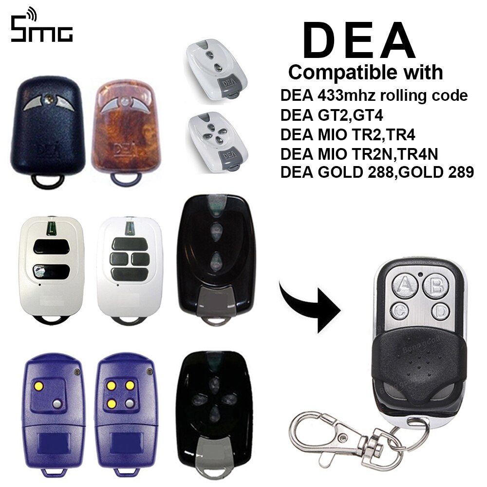 Mando a distancia para garaje, Control remoto de 433 mhz, código de puerta rodante para DEA GT2 GT4 MIO TR2 TR4 MIO TR2N TR4N oro 288 289