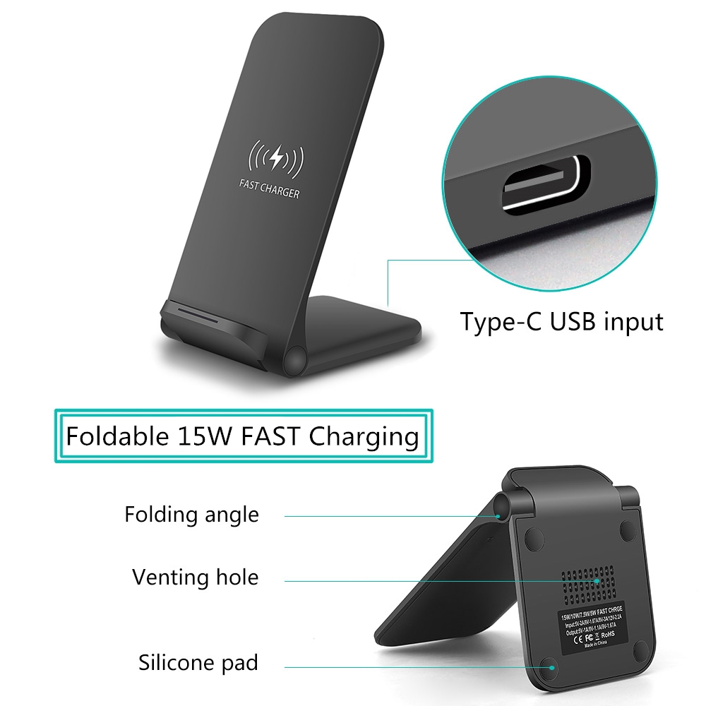 DCAE 15W Qi Drahtlose Ladestation für iPhone 11 Profi X XS 8 XR Samsung S9 S10 S8 USB C Schnelle Ladestation Telefon Schnell Ladung