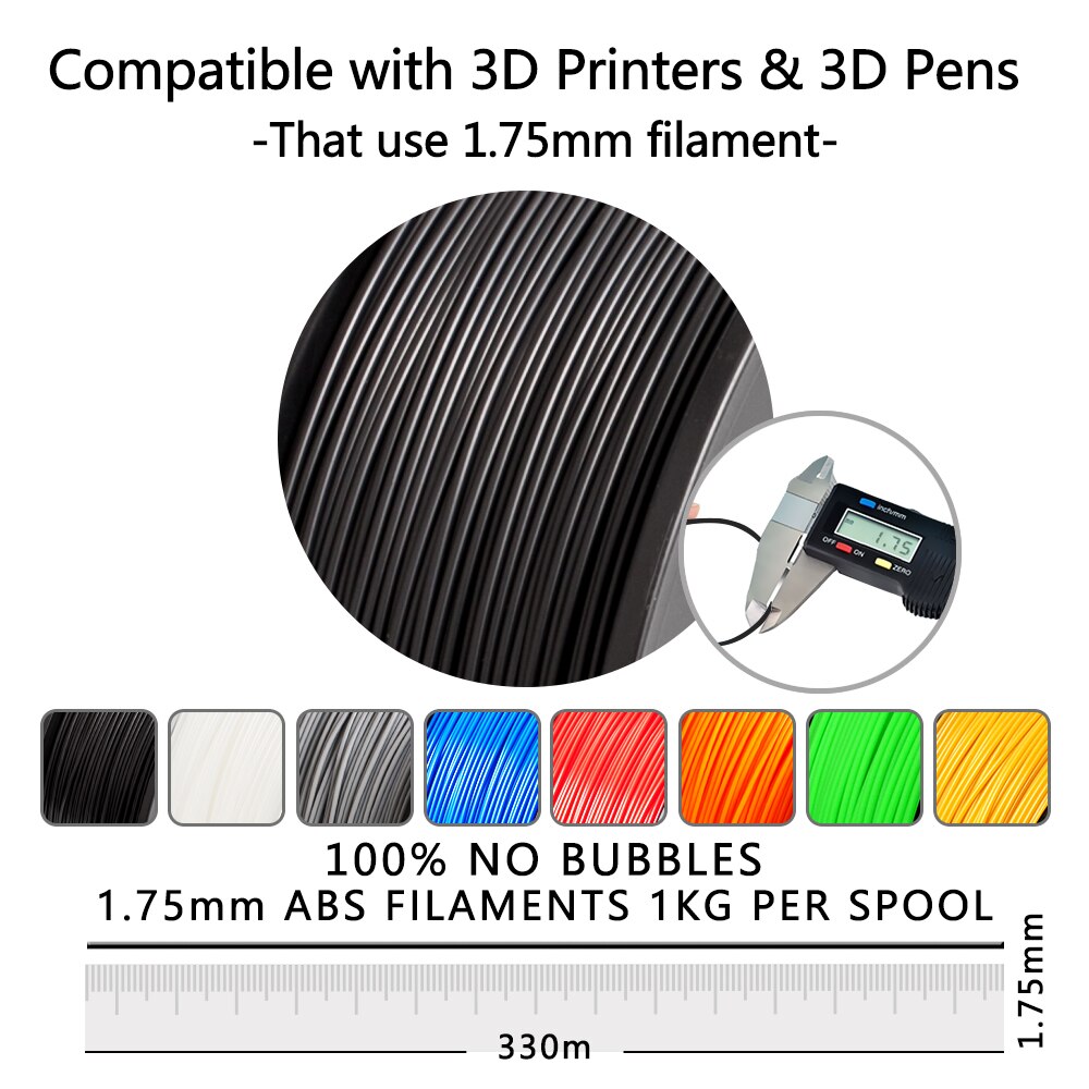 3D Druck Filament ABS 1kg 1,75mm Spule Schwarz Grau Weiß Farbe 3d drucker Modell druck Material Ausländischen