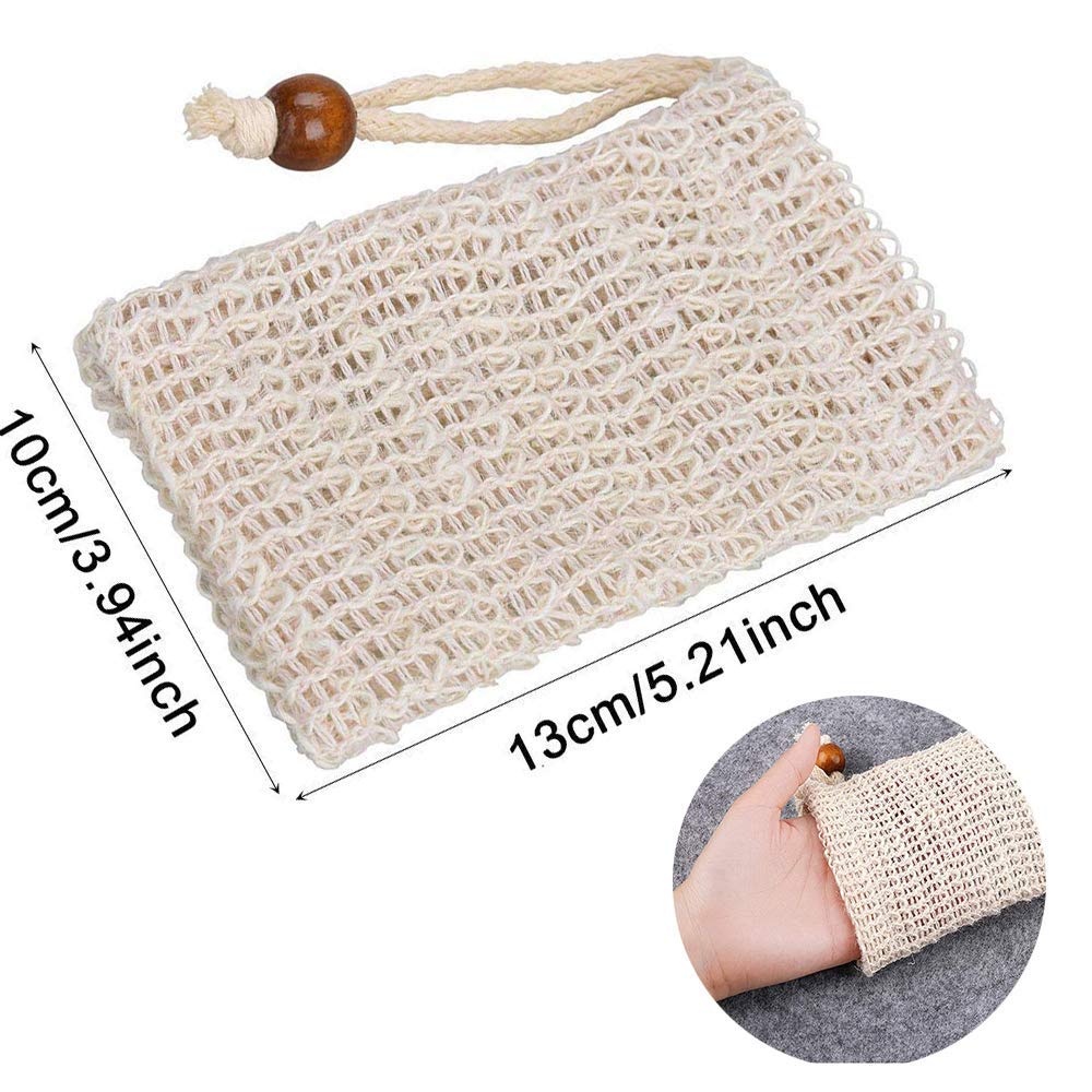 Sac à savon en Sisal naturel de chanvre, sacs de rangement en maille de Ramie, filet à Double couche pour mousse, porte-savon à bulles facile