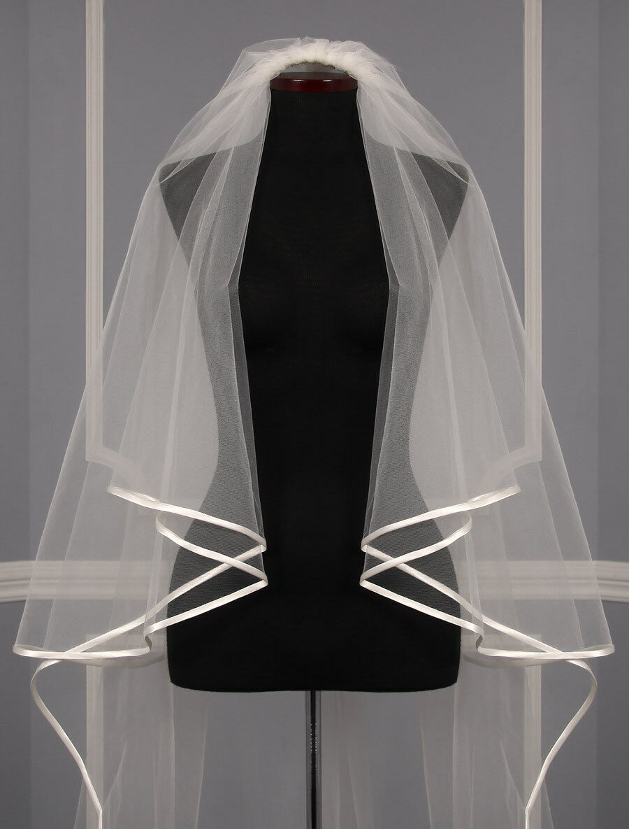 Eastalley Band-Rand Hochzeit Schleier Tulle Zwei Schicht Lange Braut Partei Schleier Hochzeit Zubehör velo para novia velo de novia