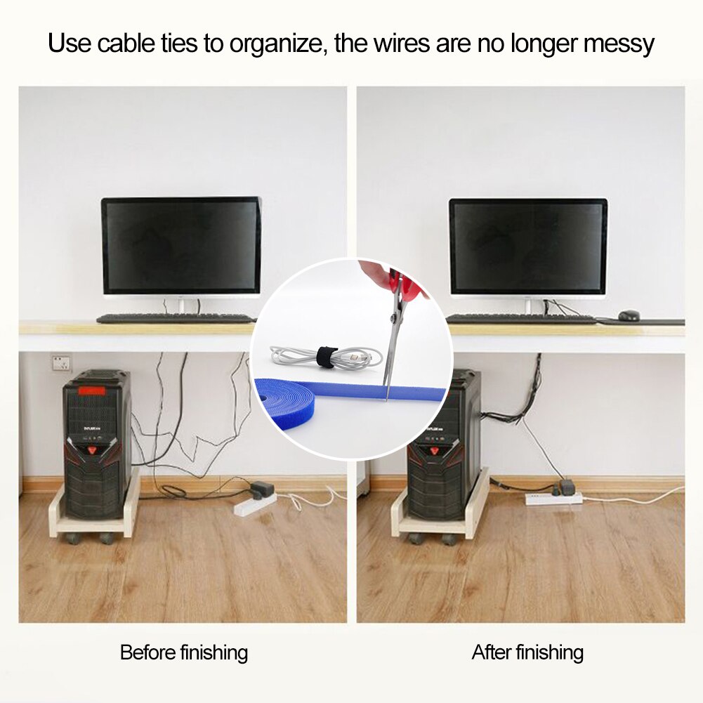 Magic Wire Organizer Cable Winder 5m Hook Cable Ties Self Adhesive Fastener Tape Straps Tape Wire Line Tie DIY Accessories