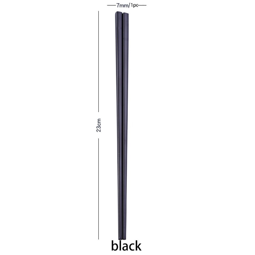 1Pair Stainless Steel Tableware Colorful Length 23cm Chopsticks: Black
