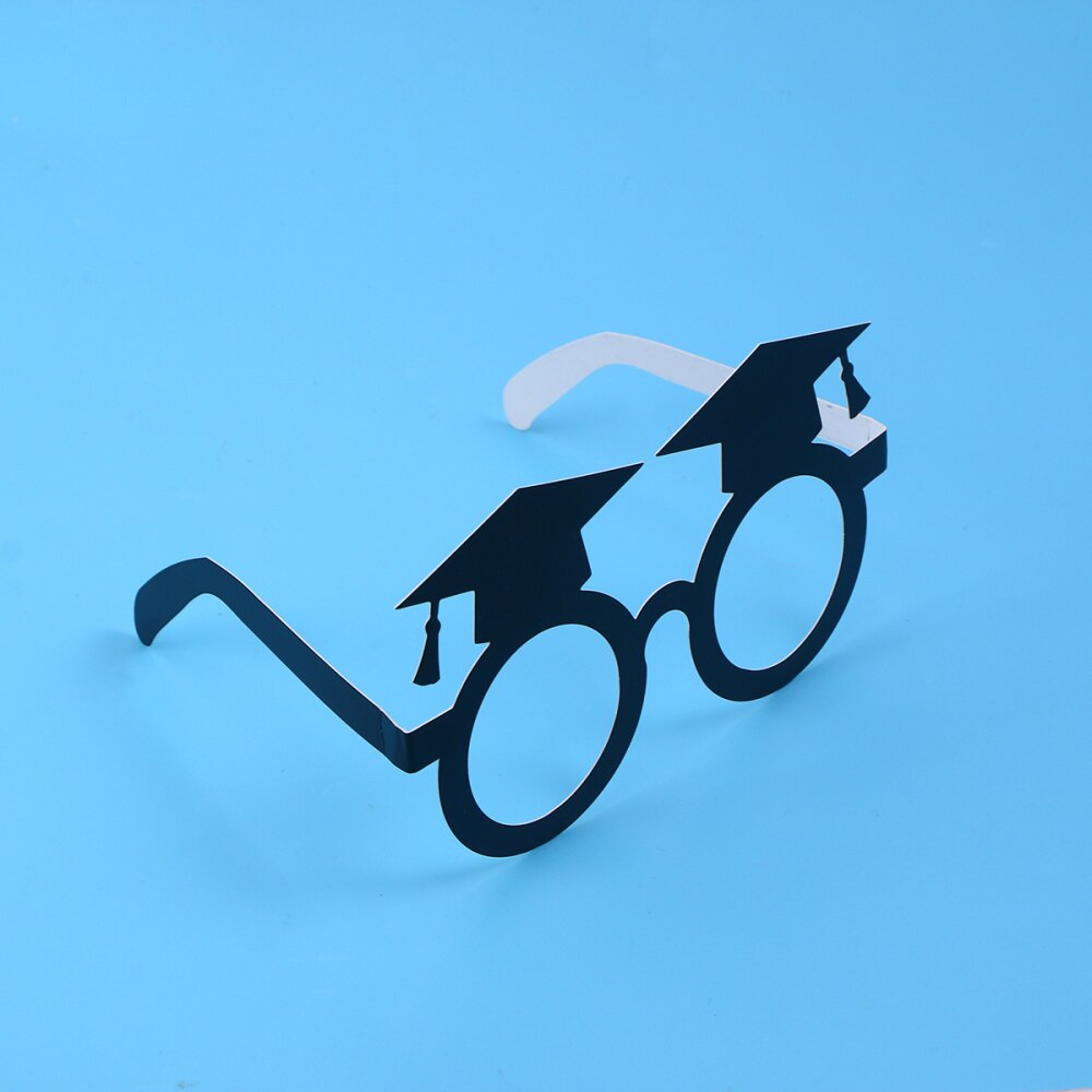 8Pcs Doctoraal Hoed Graduation Bril Papier Photo Booth Props Afstuderen Partij Decoratie (Zwart)