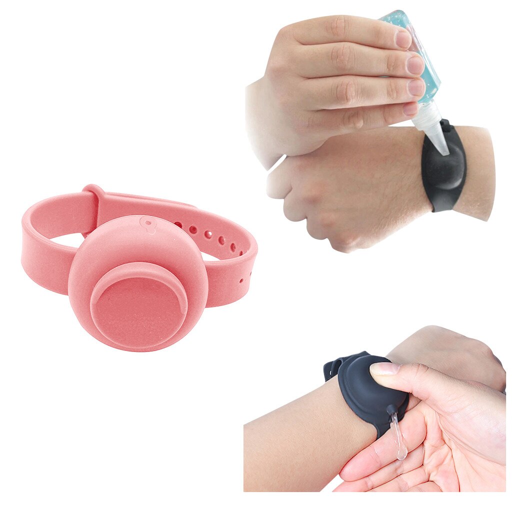1PC Adult Kid Liquid Wristband Hand Dispenser Handwash Gel With Whole Sanitizing pulsera dispensadora de gel hidroalcoholico: Pink