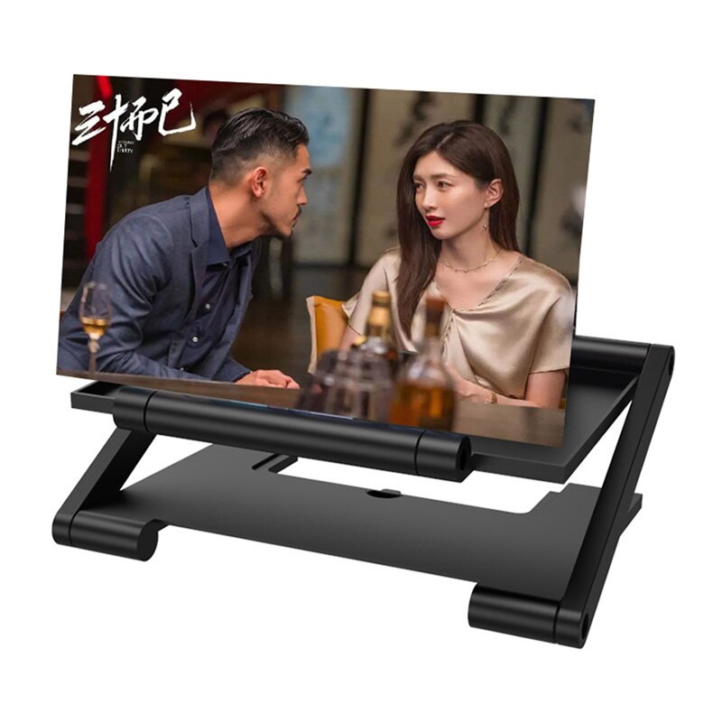 8 Inches High-definition Mobile Phone Screen Amplifier, Folding Anti Blue-ray Magnifier Bracket with Remote Controller: Black