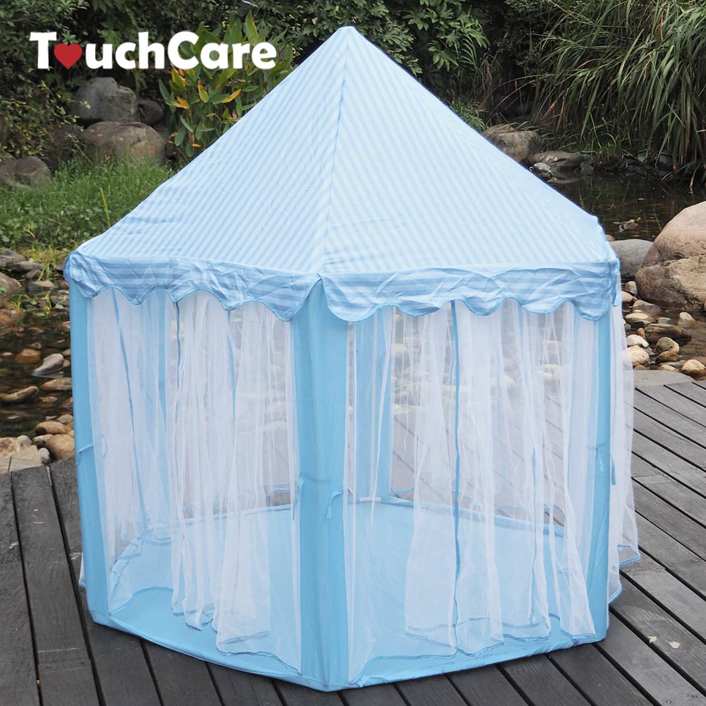 TouchCare Six Angle Pink Princess Castle Gauze Tent House Girl Children Large Indoor Outdoor Toy Game House Kids Ball Play Tents