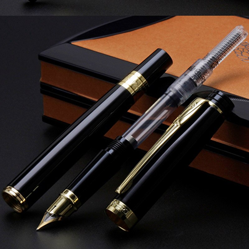 Hero 3802 Metal Black Golden Retro Iridium Klassieke Vulpen