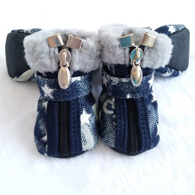 Pet Dog Boots Shoes for Chihuahua Winter Warm Snow Boots for Small Dogs Cats Anti Slip Zipper Casual Pet Shoes Puppy Sneakers