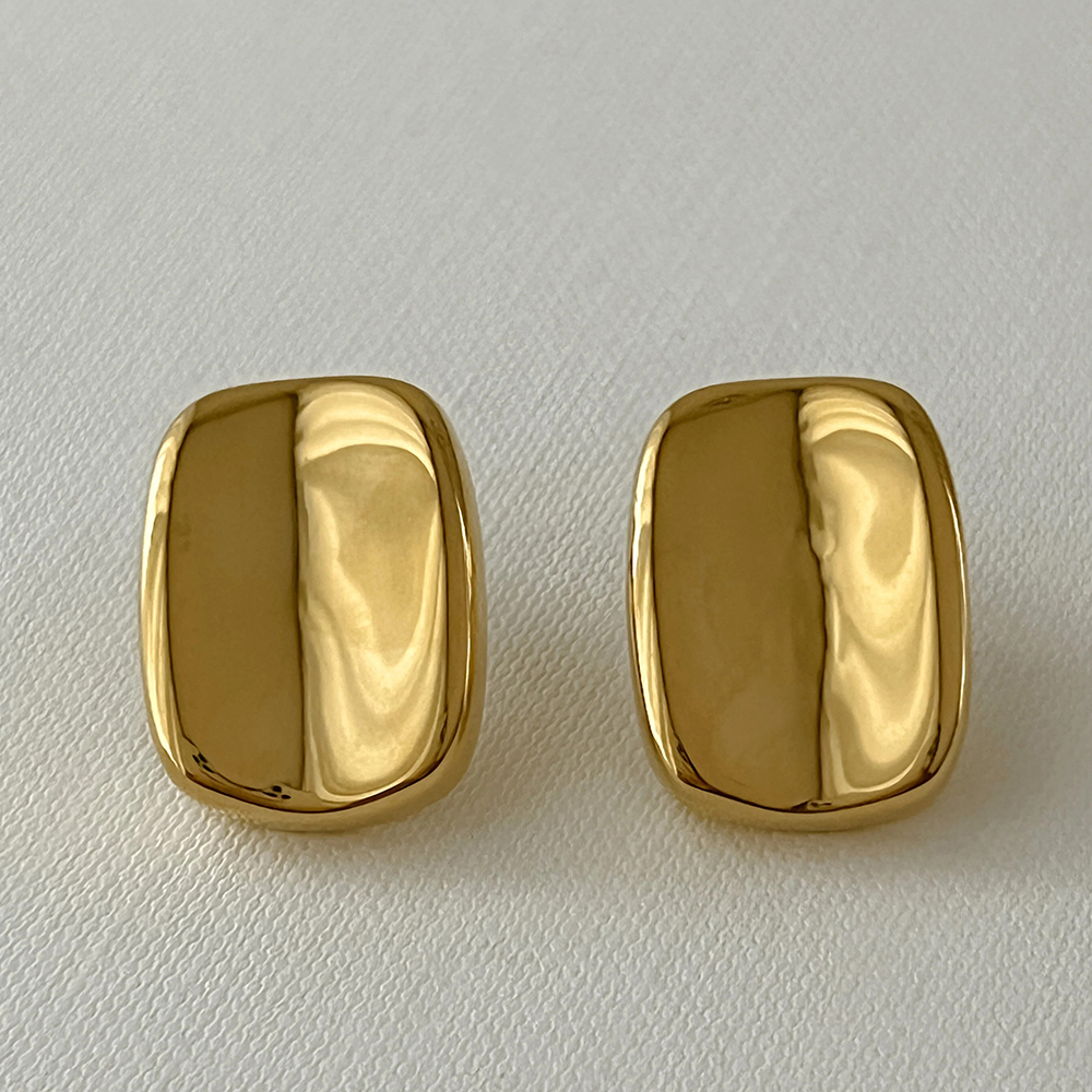 Pendientes geométricos con textura de acero inoxidable para mujer, aretes con nudo torcido chapado en oro de Metal liso, joyería Vintage llamativa: Bañado en rodio de imitación
