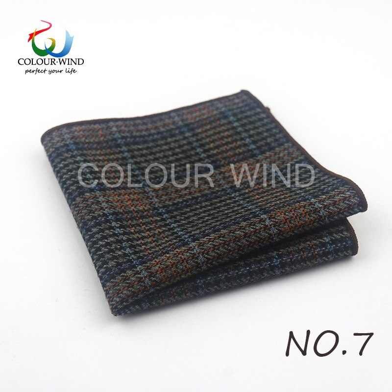 Classic Style Men's Handkerchief Scarves Vintage Wool Hankies Men's Pocket Square Striped Solid Cotton 24*24CM: 7