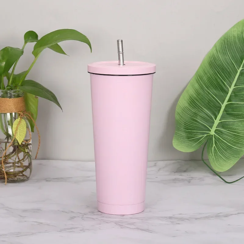 500 750ml Straw Cup With Lid Coffee Reusable Plastic Tumbler Frosted Mug Water Bottle Drinkware Portable Large Capacity Milk Tea: green / 500ml
