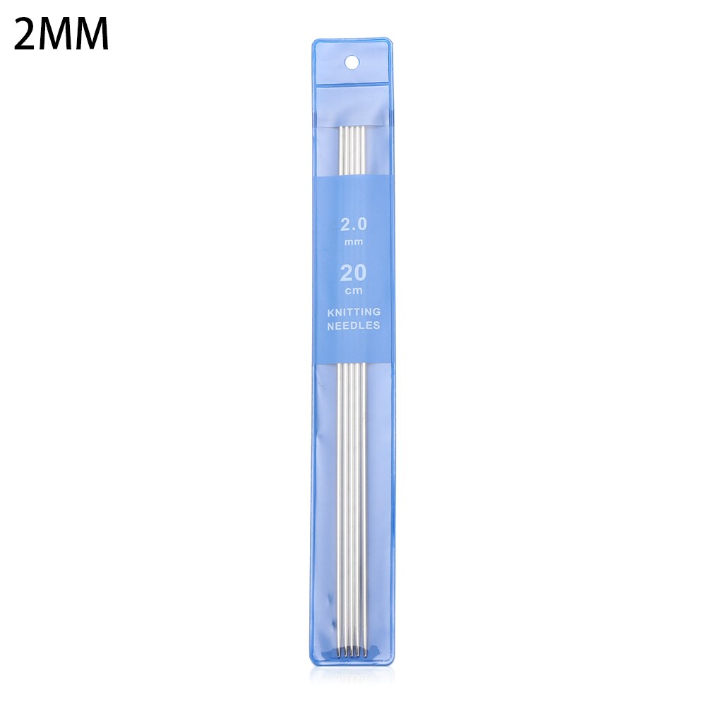 Agujas de tejer rectas de acero inoxidable, 2/5 piezas, 20cm, tamaño de 2-5mm, gancho de ganchillo, herramienta para tejer suéter, accesorios de costura: 5Pcs-2MM