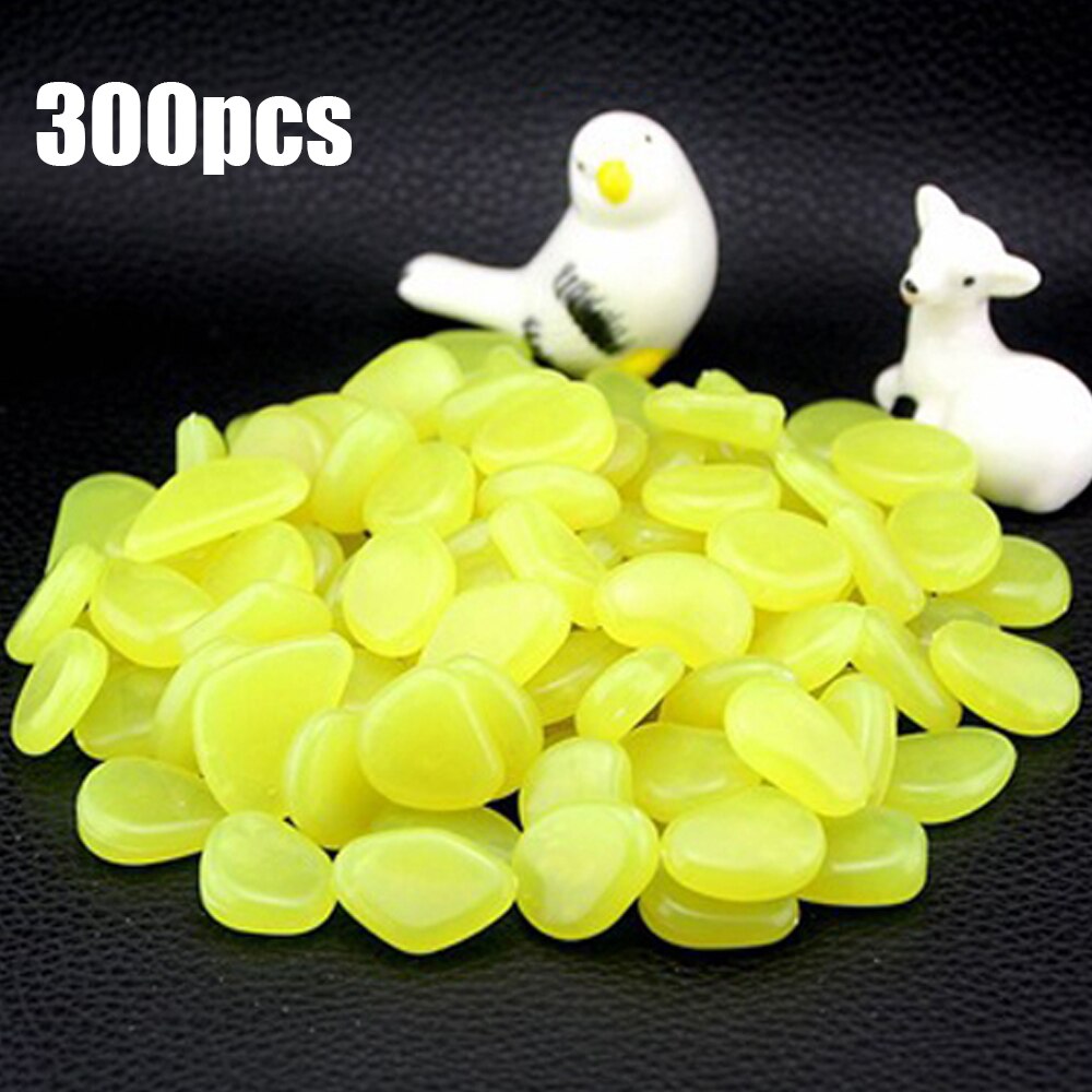 300pcs Tuin Glow in The Dark Lichtgevende Pebbles voor Loopbruggen Aquarium Planten Lichtgevende Stenen Tuin Accessoires: YELLOW