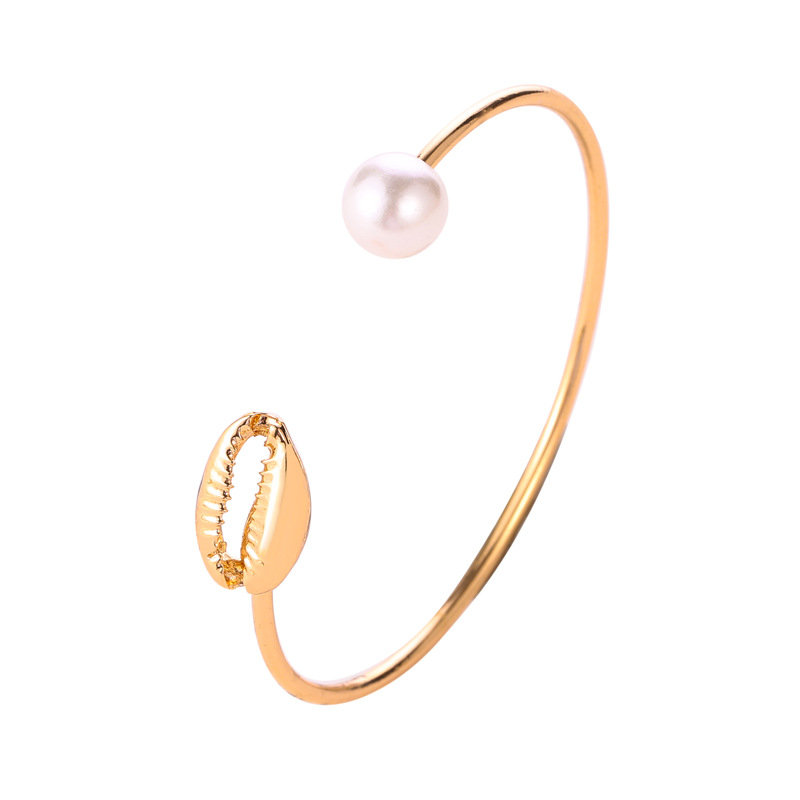 Brazalete de perlas de concha para mujer, pulsera ajustable con dije de concha marina, joyería, de para novias, tendencia 2023, 1 ud.: Estampado en caliente