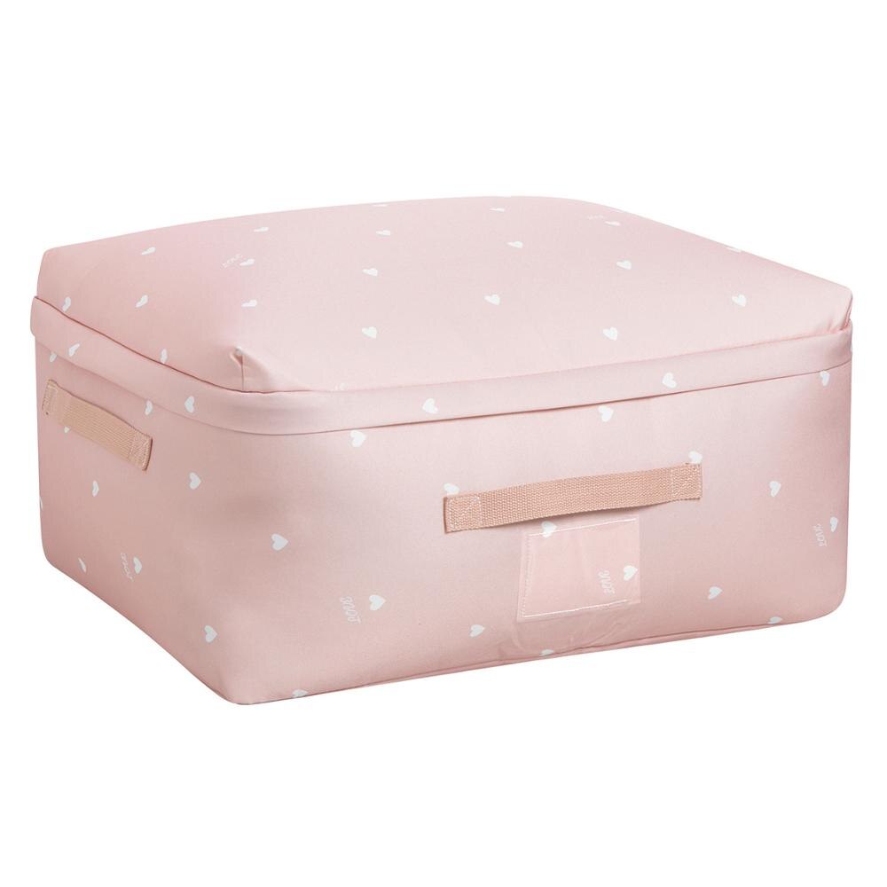 Polyester Storage Bag Closet Organizer Clothes Storage Box Quilt Pillow Bags Dustproof Cover Travel Closet Organizer Cloth Box: Pink / L