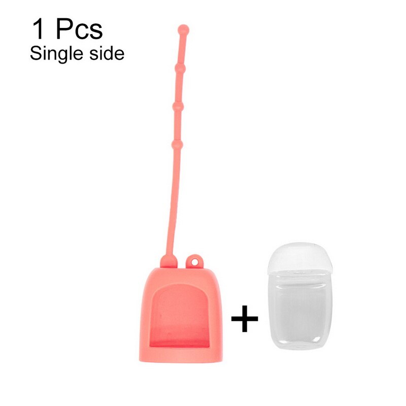 30ml Portable Empty Bottle Hand Sanitizer Bottle with Detachable Silicone Protective Case Liquid Soap Container: single side pink