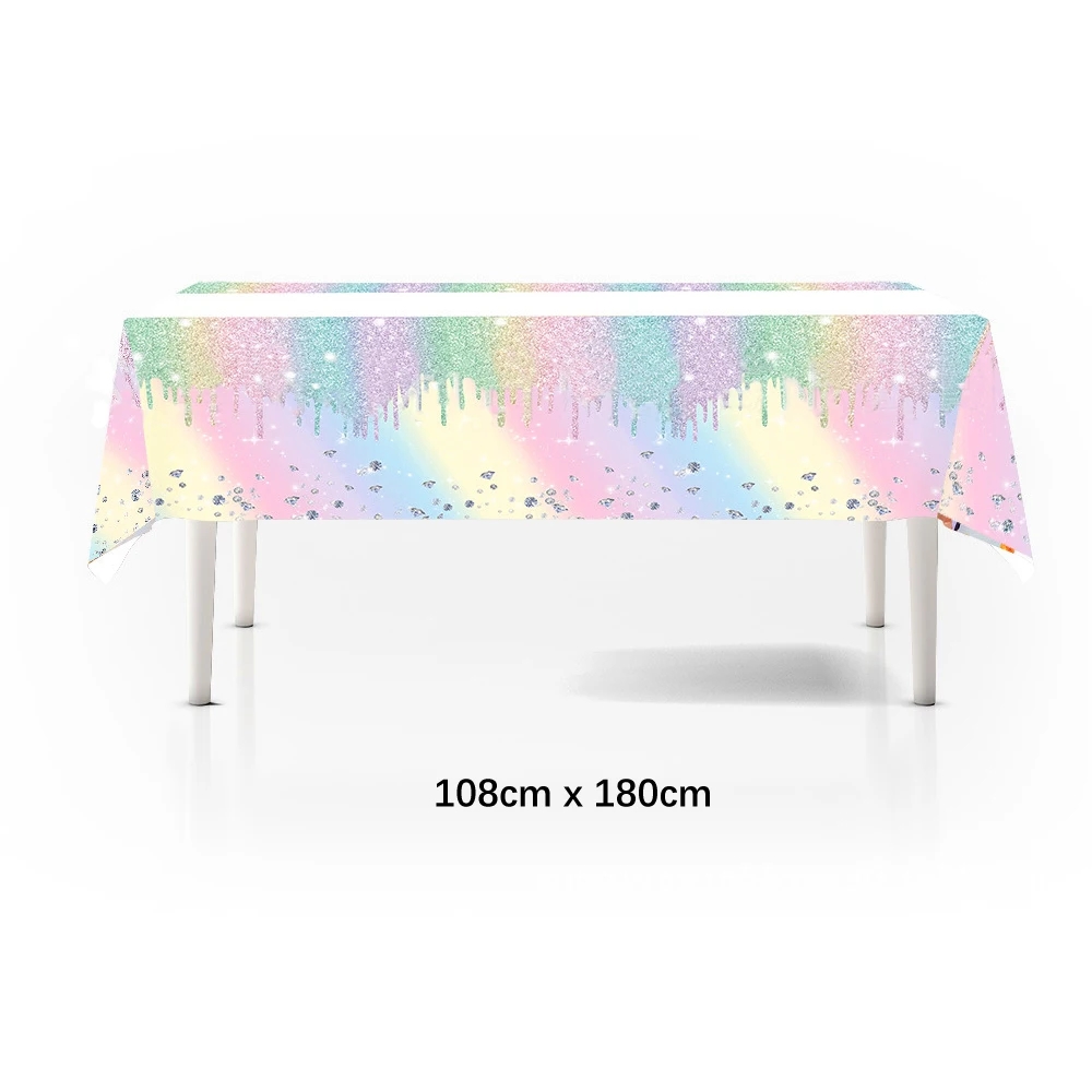 Iridescent Diamond Disposable Tableware Set Paper Plate Cup Napkins Girls Kids Birthday Party Decoration Supplies Baby Shower