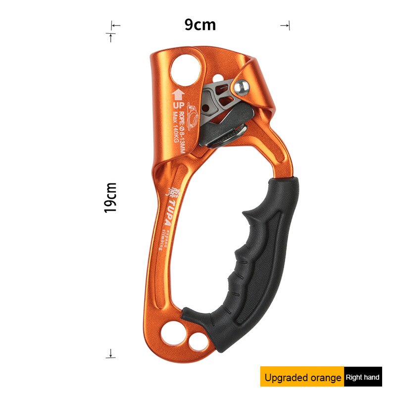 Manual Mountain climber right climbing hand ascender riser rope 8-12mm climbing equipment mountaineering exploration hole: 2 Orange right hand