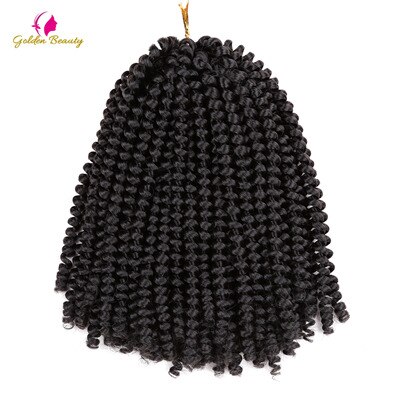 8inch Spring Twist Crochet Braids Synthetic Braiding Hair Crochet Hair Extensions 30 strands/pack Golden Beauty: #1B