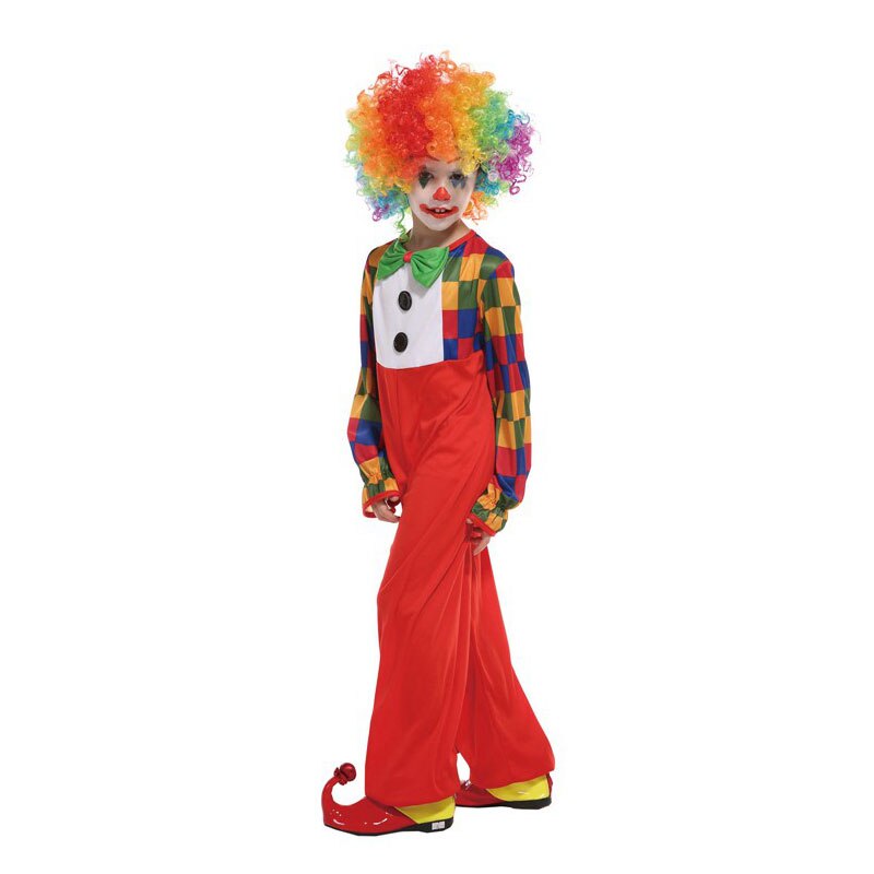Barn barn stygg färg rutig röda byxor clown kostym för pojkar halloween purim karneval fest maskerad mardi gras outfit