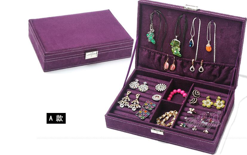 guanya brand jewelry Accessories box plate stud earring earrings storage case ring wedding birthday: purple 668