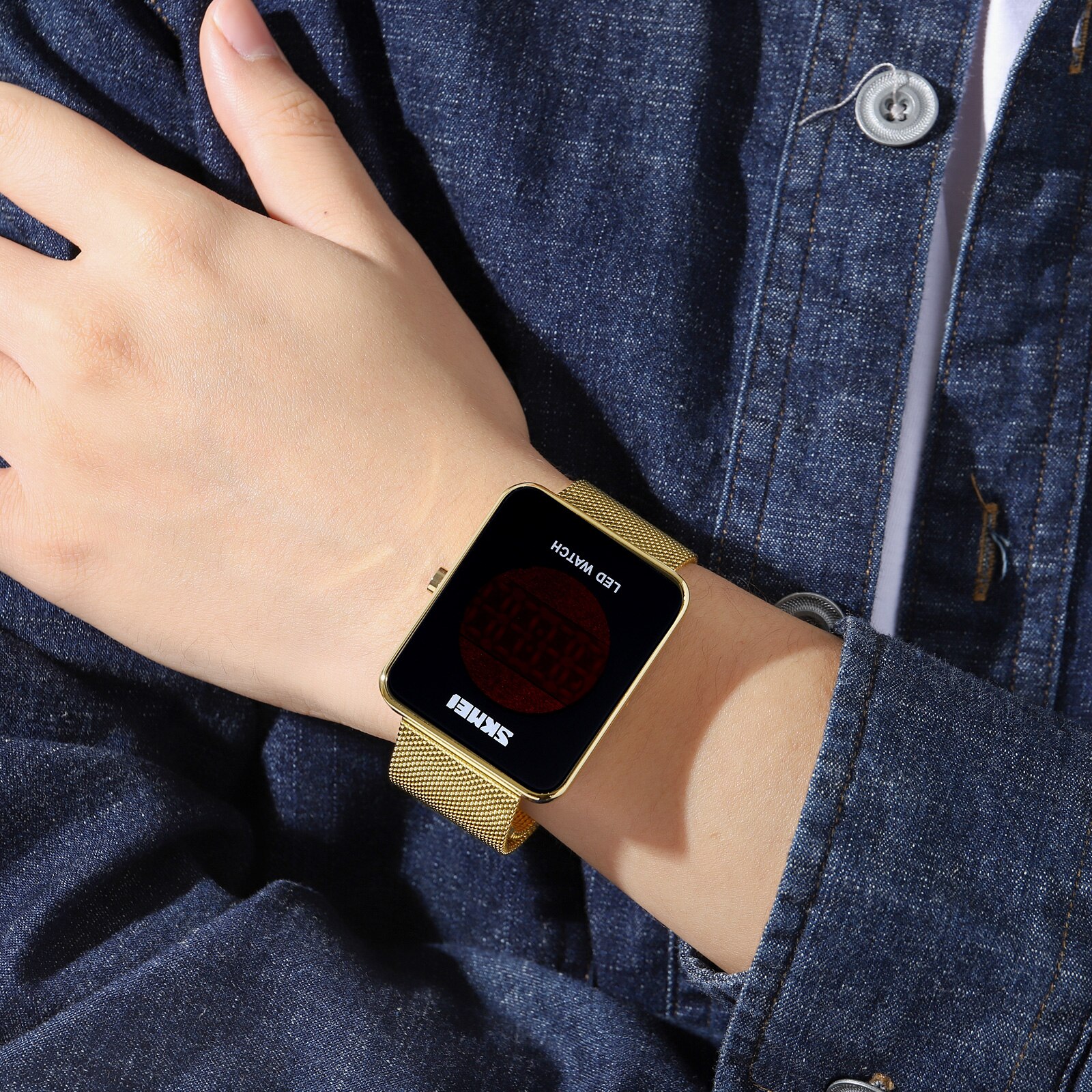 Skmei Led Tijd Datum Display Waterdicht Man Klok Japan Digitale Beweging Rvs Heren Horloges Relogio Masculino 1900