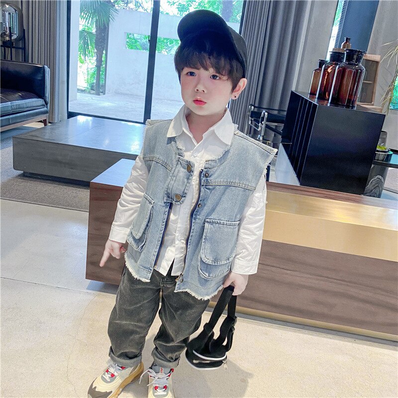 Ropa de primavera para bebé, chaqueta chaleco vaquero suelto informal para 1, 2, 3, 4, 5, 6 años, cumpleaños
