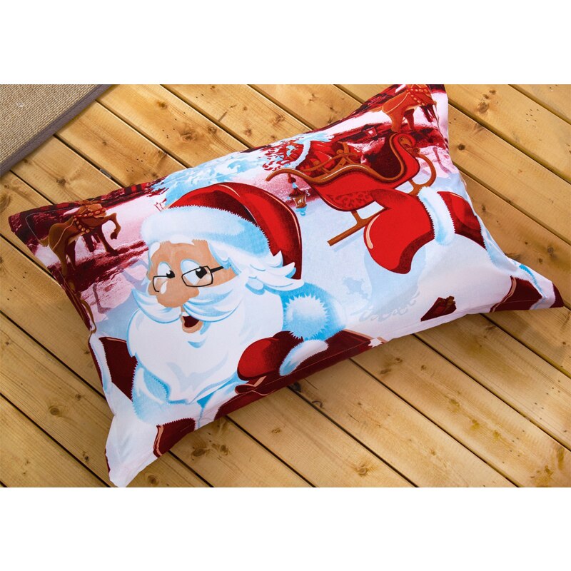 Jddton god jul sengetøjssæt klassisk julemanden 2/3/4 stk sæt rød sengetøj dynetæppe og pudebetræk  be125