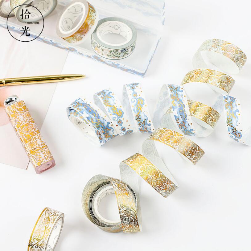 Chinese Retro Divine Gold Foil Pattern Crane Gilding Washi Tape DIY Scrapbooking Sticker Label Masking Tape School Office Supply