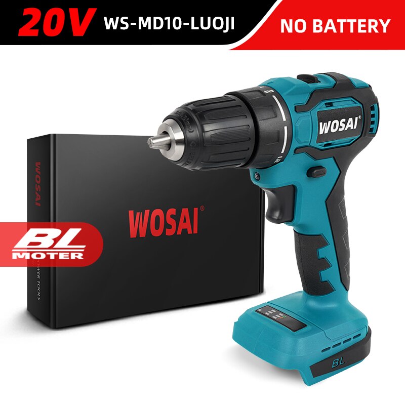 WOSAI 12V 16V 20V bezszczotkowy wiertarka elektryczna 28NM-115NM wkrętarka bezprzewodowa mini śrubokręt elektryczny wiertarka udarowa: WS-MD10-LUOJI