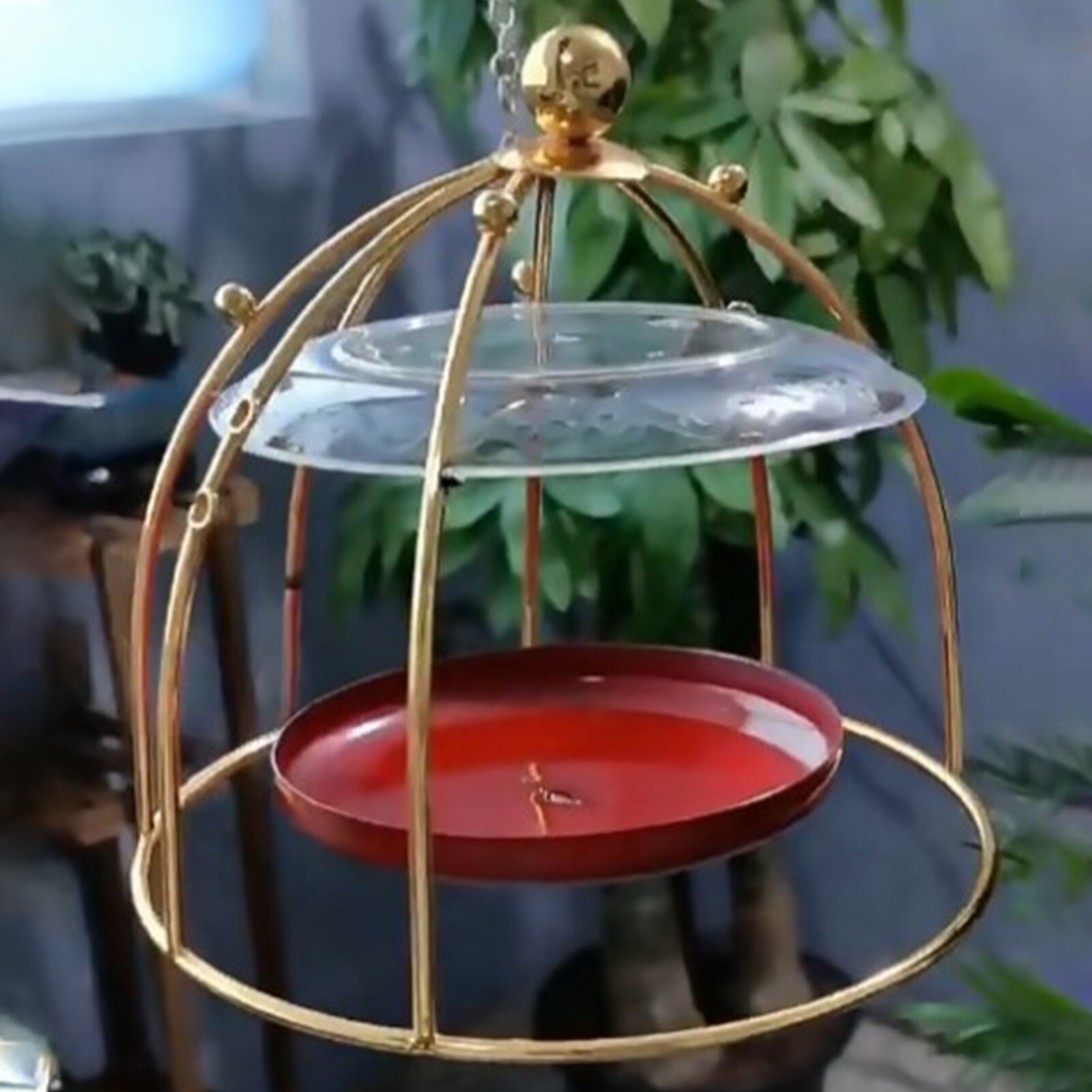 Dome Top Hummingbird Feeders Portable Exquisite PlasticsIron Humming Bird Feeders With Hook For Small Birds Courtyard Bird