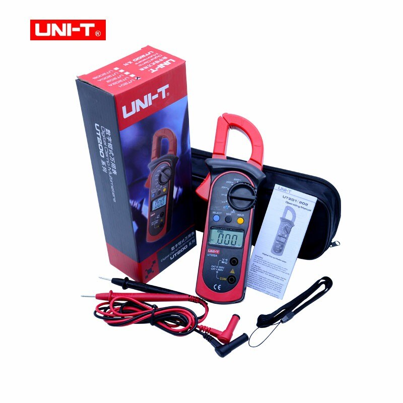UNI-T UT202A Resistance DC AC Voltage Measuring Tool LCD Digital Clamp Multimeter Voltage Current Resistance Frequency Diode