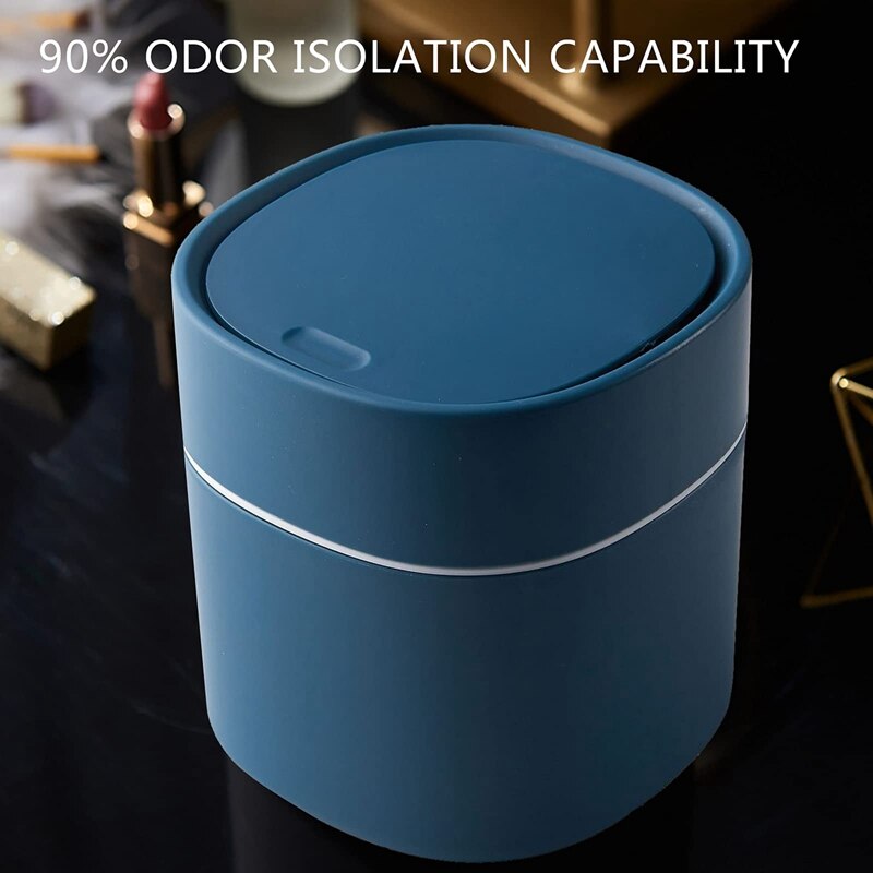 Mini Trash Can Desktop Waste Bin with Press-Open Lid Small Table Top Bin Graceful Round Corner Paper Bin for Home