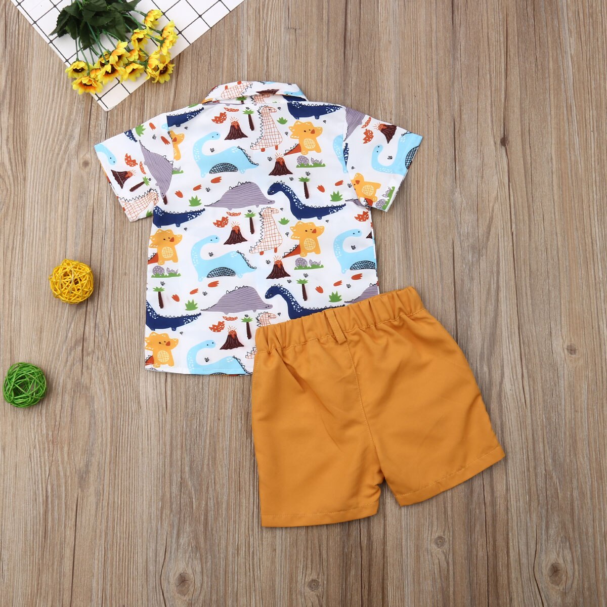 1-6y sommer småbørn børn baby drenge tøj sæt dinosaur print kortærmet skjorte top shorts outfits herre tøj