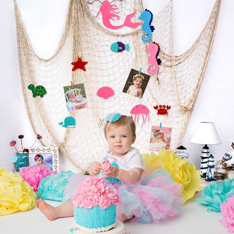 100*200cm Big Blue Fishing Net Kids Favor Nautical Ocean Theme Birthday Party Supplies DIY Summer Home Room Hanging Wall Decor