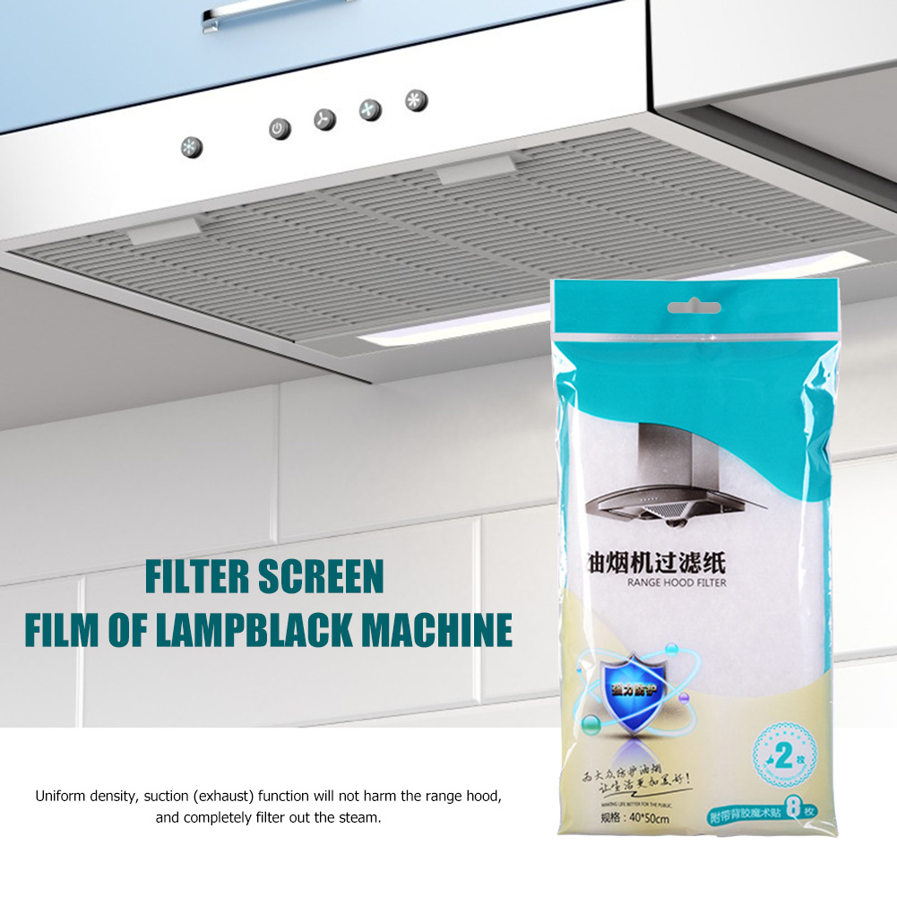 2Pcs Home Range Hood Anti-Oil Filter Stickers Fume Paper Kitchen Supplies Clean Cooking Nonwoven Range Hood Grease Filter Paper