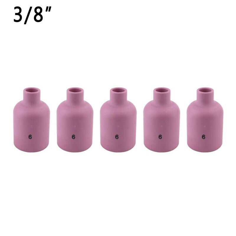 2pcs/5pcs 9-26 Air Gas Lens Welding TIG Torch Alumina Nozzle Cup Consumable Tools Set Kit: 5pcs 6 3 8