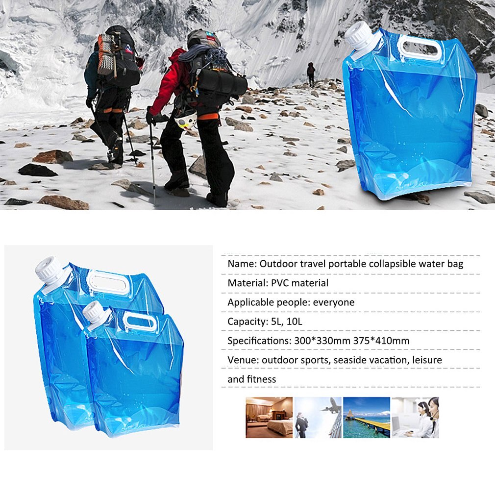 Portátil dobrável portátil handheld 5/10 litros de água potável ao ar livre recipiente de acampamento balde saco de água