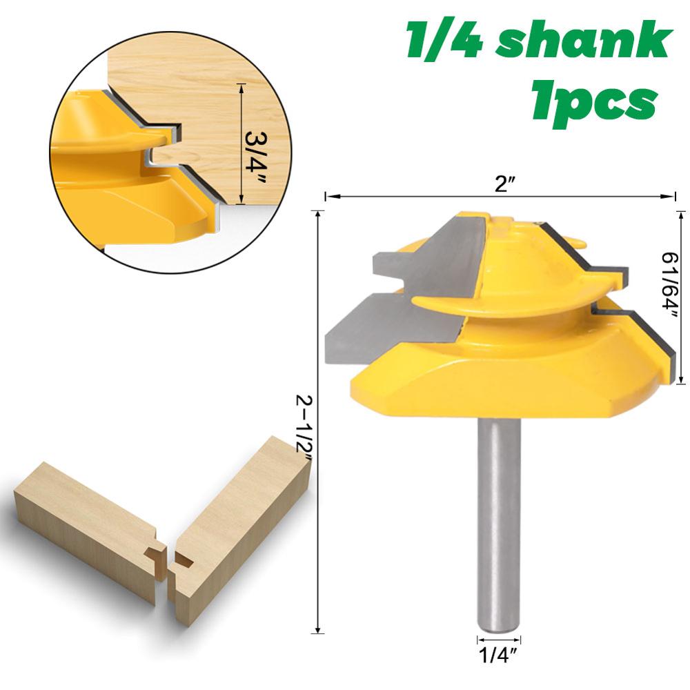 Tongue and Groove Router Bit Tool Set 1/4'' Shank With 45° Lock Miter Bit 1/4'' 6mm Shank - Solid Steel, Anti Kickback: 1PCS 6.35mm shank