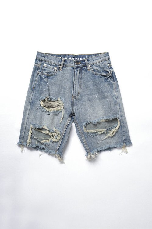 männer Sommer hiphop schweiß kurze Hose Lässige Jogginghose Elastische Taillenhose zerstört frazzle Jeans kurze Hose: S