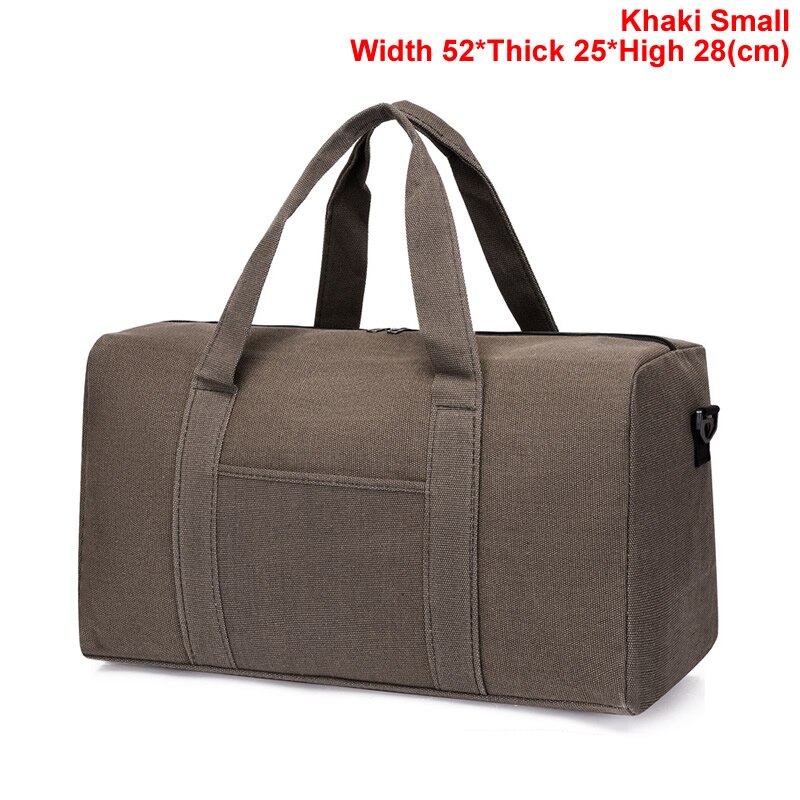 Gnwxy Grote Capaciteit Canvas Reistas Grote Hand Tassen Mannen Multifunctionele Waterdichte Draagbare Weekend Bag: Khaki Small