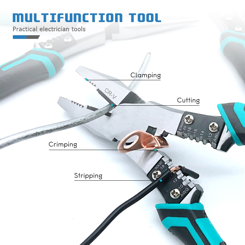 REIZ Wire Stripping Pliers 7 8 Inch Cutter Crimping Tool Long Nose Diagonal Multitool Cable Cutting Stripping Repair Hand Tools