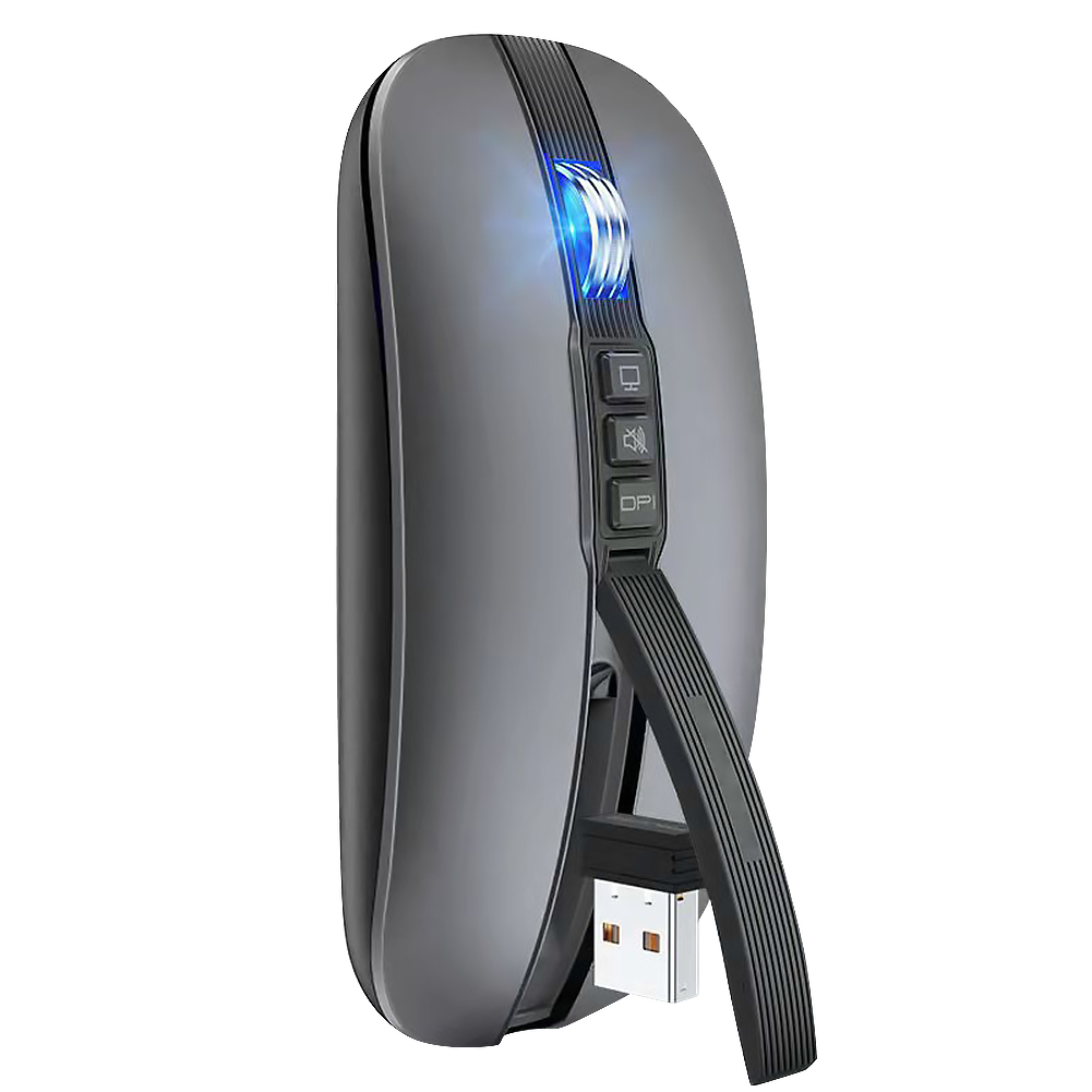 M113 USB 2.4G Bluetooth Wireless Mouse Dual Mode 2400DPI Mouse Type-C charging Mice: Grey